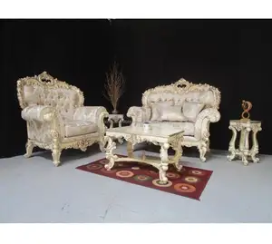 En STOCK-Conjunto de sofás de estilo clásico italiano y europeo, conjunto de sala de estar barroca y Victoriana