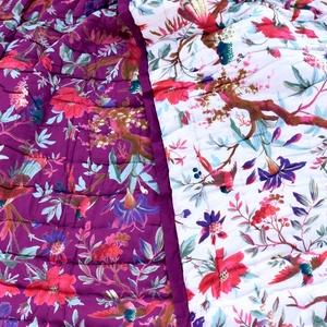 Manta de invierno de color blanco extra cálida ecológica más cómoda de algodón con estampado de bloques hecha a mano al por mayor - Product Image 4