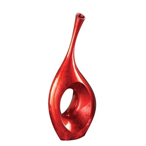 Meilleures ventes Vase à fleurs laqué rouge vif écologique de grande taille Décoration d'intérieur Fabriqué à la main au Vietnam Haute qualité - Product Image 1