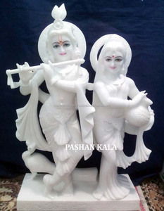 Belle Statue en marbre Radha Krishna, Sculpture en marbre blanc brillant de haute qualité Radha Kanha Ji - Product Image 1
