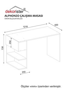 Escritorio de estudio de nogal blanco Alphonzo de aglomerado de lujo exclusivo de Turkiye Best Seller - Product Image 3