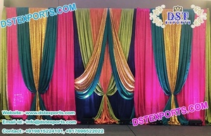 Comprar moderna boda Backstage cortinas indio boda Mehndi escenario telón de fondo bordado Pavo Real BackdropUSA - Product Image 2