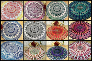 Serviette de plage ronde bohème Hippie Mandala Tapis de yoga et couverture de pique-nique Imprimé Hippie Tapisserie pour la décoration intérieure - Product Image 2