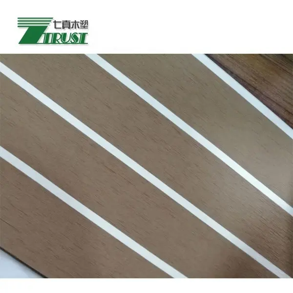 190*5mm easy install soft teak with black lines boat decking