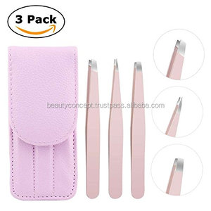 Ensemble professionnel de 4 pinces à épiler en acier inoxydable, durables, réutilisables, à pointes inclinées et pointues, pour la beauté et les sourcils - Product Image 2