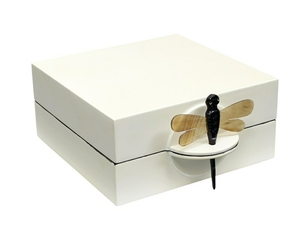 Caja de MDF con acabado lacado blanco, artículo de libélula - Product Image 2
