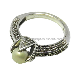 Fournisseurs en gros Pave 925 Sterling Silver Beautiful Pearl Gemstone Ring Handmade 925 Sterling Silver Jewelry Supplier - Product Image 2