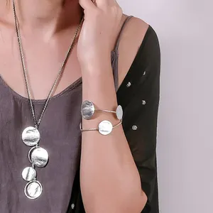 Высококачественный популярный модный посеребренный геометрический Браслет-манжета и браслеты