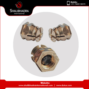 Brass Spread Insert Nut M3 Thread Polished Hex Design Copper Based <b>Fastener</b> Manufactured in India High Strength Durable Use - Product Image 3