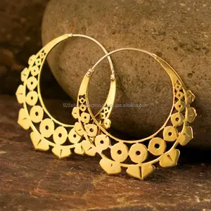 Fashion Anting Mandala Desain Terbaru Hoop Gipsi Kuningan Desainer Modern Baru