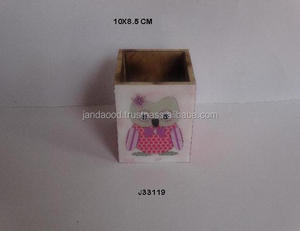 Venta caliente madera búho diseño pluma soporte artesanía india decoración del hogar Accesorios de escritorio para oficina para bolígrafos promocionales - Product Image 3