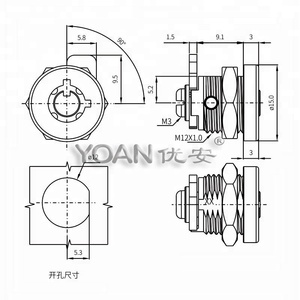 מנעול מיני קאם לדלת עם ראש ישר, צינורי, פליז, <span class=keywords><strong>4</strong></span> פינים, מצופה כרום מבריק, אבטחה, <span class=keywords><strong>3</strong></span> מפתחות, תקן ANSI דרגה 2, תואם לארונות רשת IT - Product Image 3