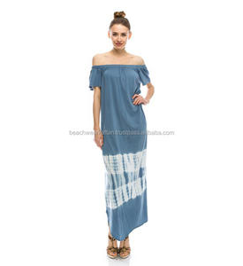 Verano de hombro larga vestidos para damas ropa rayón Tie Dye Maxi vestido - Product Image 1