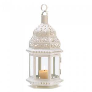 Linterna de Metal de estilo marroquí blanco, decoración colgante de hierro hecha a mano para uso en interiores para exhibiciones de velas - Product Image 1