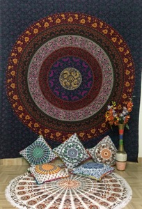 Queen Size Bedding <b>Floral</b> Mandala Tapestry Wall Hanging Hippie Cotton Multiple Color Home Decor By Indian Consigners - Product Image 2