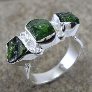 Impresionante anillo de piedras preciosas de diópsido de cromo, joyería al por mayor, moda hecha a mano, aspecto clásico, anillos de plata, mayorista - Product Image 1