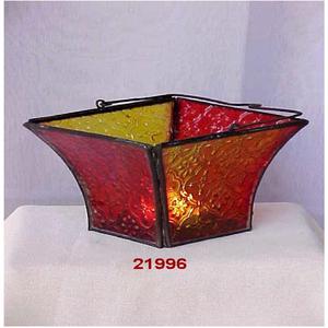 Bougeoir chauffe-plat de style moderne Bougeoir de forme carrée en métal antique et verre Photophore Votive holder - Product Image 1