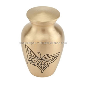 Butterfly Engraved Design Brass <b>Keepsakes</b> Cremation Urns Burial Funeral Urns with Base Funeral <b>Keepsake</b> Human <b>Ashes</b> Urns - Product Image 1