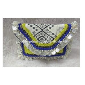 Indian <b>Women</b> Designer Handmade Beaded Clutch <b>Messenger</b> <b>Bags</b> Bohemian Style Canvas for Evening Shopping Party Lightweight - Product Image 6