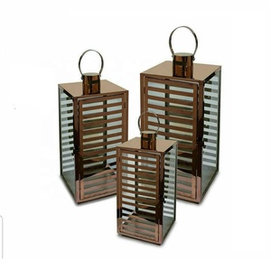 Lot de 3 accessoires de décoration pour mariages autres fêtes Nouveau style Décoration de table Bougie en métal Lanterne intérieure et extérieure - Product Image 5