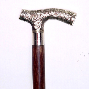 Bastones de madera con mango de latón para caminar para ancianos, bastones para caminar de madera con mango de latón - Product Image 1