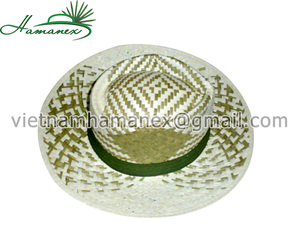Sombrero de vaquero de ala plana de hoja de palma natural con cinta ancha Sombrero de paja de calidad premium - Product Image 3