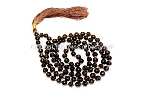 Vente en gros bijoux de mode Vintage fait à la main noué chapelet fumé Quartz pierre précieuse 108 perles Mala collier - Product Image 5