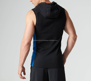 Sudadera con capucha sin mangas para hombre personalizada a la moda con diseño propio hecho de poliéster/algodón temporada de primavera técnica teñida lisa - Product Image 2