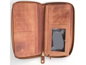 Custom Genuine Leather Long <b>Wallet</b> Men <b>RFID</b> Zipper Clutch <b>Wallet</b> Travel Organizer Card Holder Purse - Product Image 3