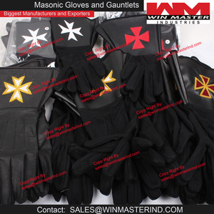 Gants en coton blanc mason regalia avec logo carré et boussole - Product Image 4