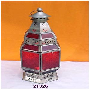 Lanterne ultralégère en verre rouge, au Design marocain, nouveauté - Product Image 1