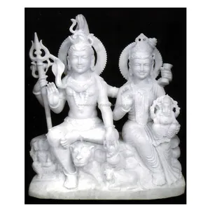 Beautiful Marble Shiv Parvati Sculpture - Product Image 1
