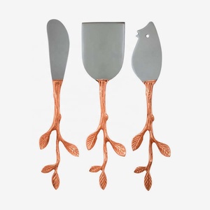 ชุดมีดตัดชีสแบบน่ารักด้ามสี่เหลี่ยมชุดชีสสีเงินด้านทำจากสเตนเลสสตีลสำหรับเสิร์ฟชีสพิซซ่าเค้ก - Product Image 6