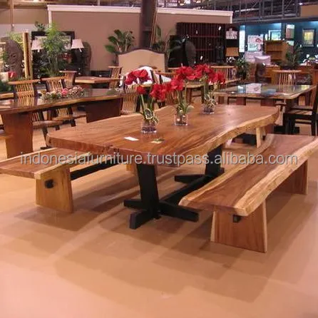 Bancada de mesa de jantar, madeira de suar sólida borda ao vivo