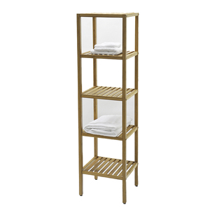 Estante de baño de bambú rectangular de 5 niveles elegante - Product Image 1