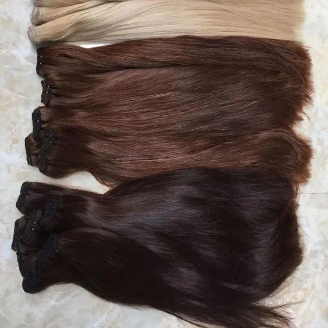 Weft drawn double hair extention color from Vietnam Factory