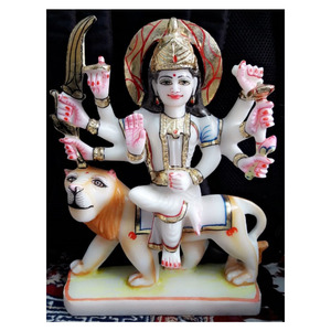 Statue de Durga Maa en marbre blanc, exportation indienne - Product Image 1