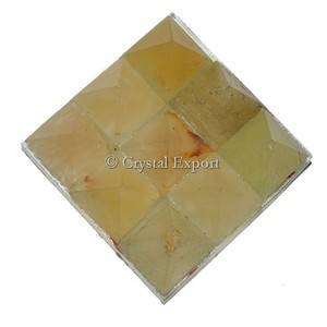 Golden Quartz Lemurian 9 Pyramids Charging Plate - Product Image 1