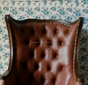 เฟอร์นิเจอร์เก้าอี้เลานจ์ของเก้าอี้เฟอร์นิเจอร์หนังสีแดง-เก้าอี้เฟอร์นิเจอร์ไม้มะฮอกกานีอินโดนีเซีย - Product Image 5