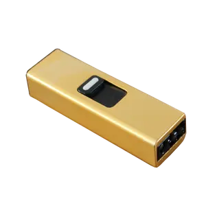 No Gas No Flame USB Rechargeable Eco-Friendly Single Arc Gold Electric Lighter With Flashlight