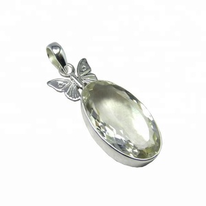 Bijoux fins indiens faits à la main en gros pendentif en cristal en argent sterling S925 avec placage de rhodium vintage et breloques bijoux fins - Product Image 1