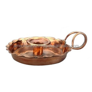 Metal Candle <b>Holder</b> Round Copper Plated Decorative Chamberstick Candle <b>Holder</b> - Product Image 6