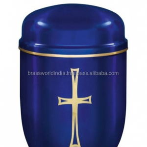 เครื่องเผาศพเหล็กสีฟ้าข้ามโดย brassworld อินเดียอุปกรณ์งานศพ - Product Image 1