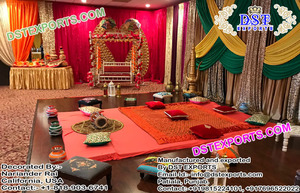 Maharani Musulman Mehndi Scène Configuration Élégant Mehandi Scène Décoration Designer En Gros De Mariage Sangeet Scène Décor Ensemble USA - Product Image 2