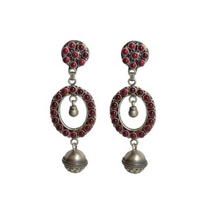 Hecho a mano S925 plata esterlina rubí piedra preciosa Stud pendiente nueva moda rodio y chapado en oro aniversario regalo mujeres - Product Image 1