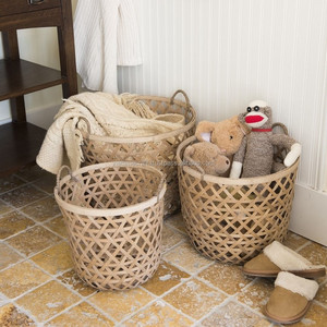 Eco-friendly <b>Woven</b> Bamboo Storage <b>Baskets</b>/ Bamboo <b>Laundry</b> <b>Baskets</b> - Product Image 4