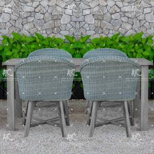 Juego de comedor de café para todo tipo de clima, muebles de mimbre de PE para exteriores - Product Image 1