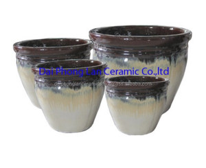 Pots et jardinières de jardin en céramique de couleur émaillée pour la décoration extérieure de la maison pour les ensembles de serres et de pots de fleurs - Product Image 1