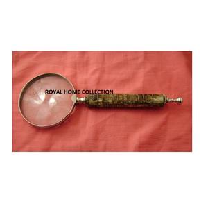 Lupa de lectura Vintage con mango de madera metálico de primera calidad, lupa de vidrio óptico de mano, lupa de bronce 10X - Product Image 1