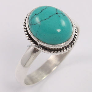 Forma ovalada turquesa (S) Plata de Ley 925 clásico boda y fiesta anillo Unisex joyería al por mayor a precio de fábrica hecho a mano - Product Image 1